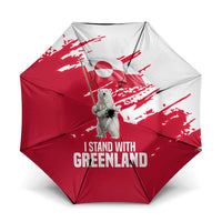 I Stand With Greenland Polar Bear Umbrella with Splattered Flag Pattern
