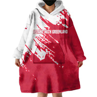 I Stand With Greenland Polar Bear Wearable Blanket Hoodie with Splattered Flag Pattern