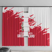 I Stand With Greenland Polar Bear Window Curtain with Splattered Flag Pattern