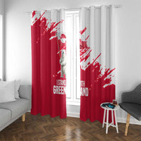 I Stand With Greenland Polar Bear Window Curtain with Splattered Flag Pattern