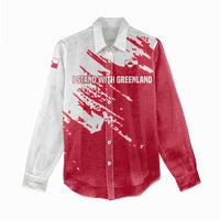 I Stand With Greenland Polar Bear Women Casual Shirt with Splattered Flag Pattern