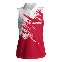 I Stand With Greenland Polar Bear Women Sleeveless Polo Shirt with Splattered Flag Pattern