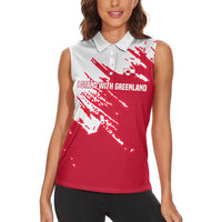 I Stand With Greenland Polar Bear Women Sleeveless Polo Shirt with Splattered Flag Pattern