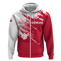 I Stand With Greenland Polar Bear Zip Hoodie with Splattered Flag Pattern
