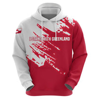 I Stand With Greenland Polar Bear Zip Hoodie with Splattered Flag Pattern