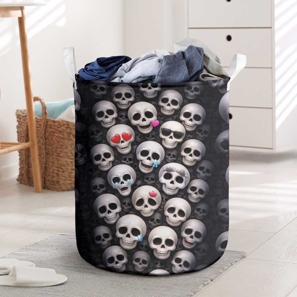 Emoji Skulls Laundry Basket Moodboard of the Dead