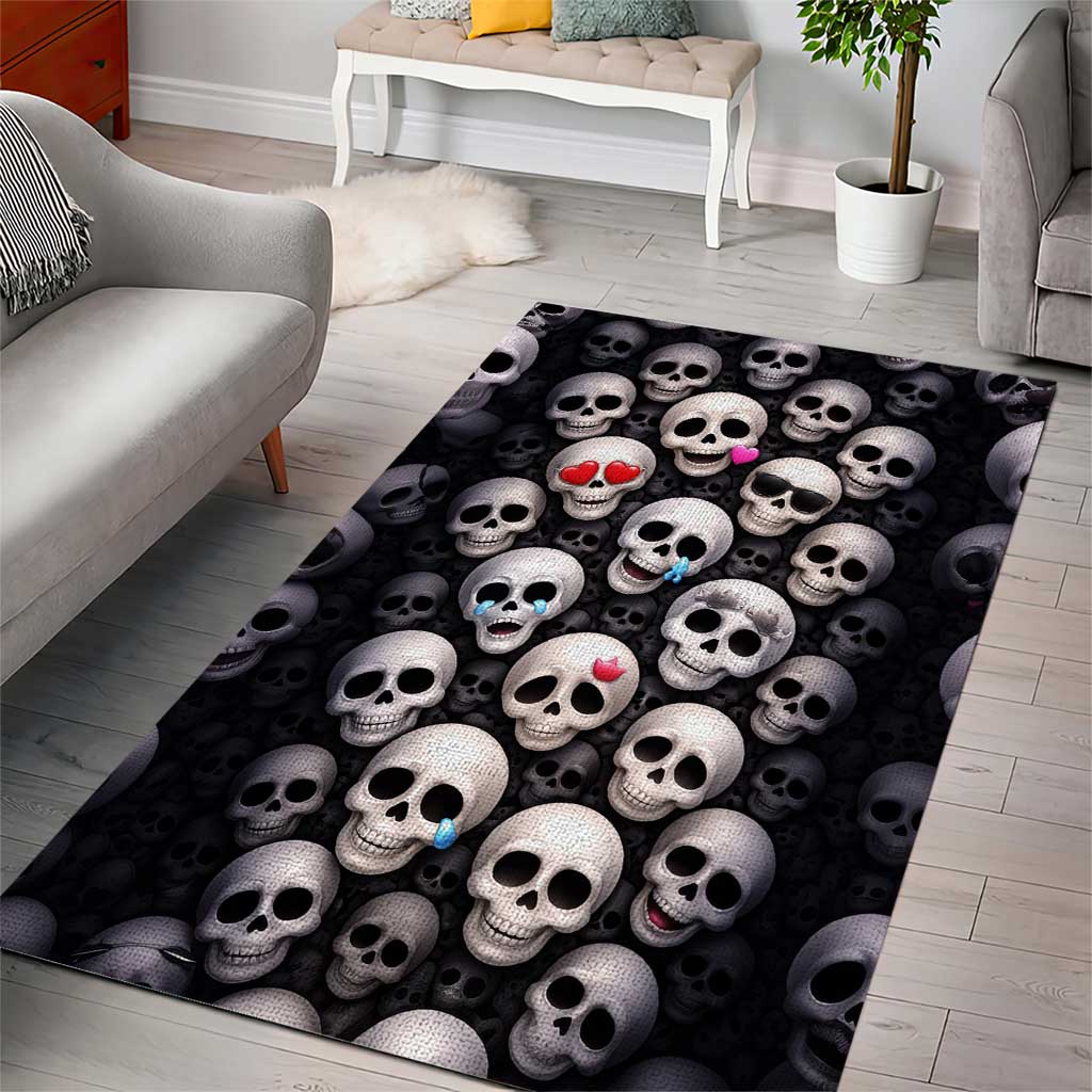 Emoji Skulls Area Rug Moodboard of the Dead