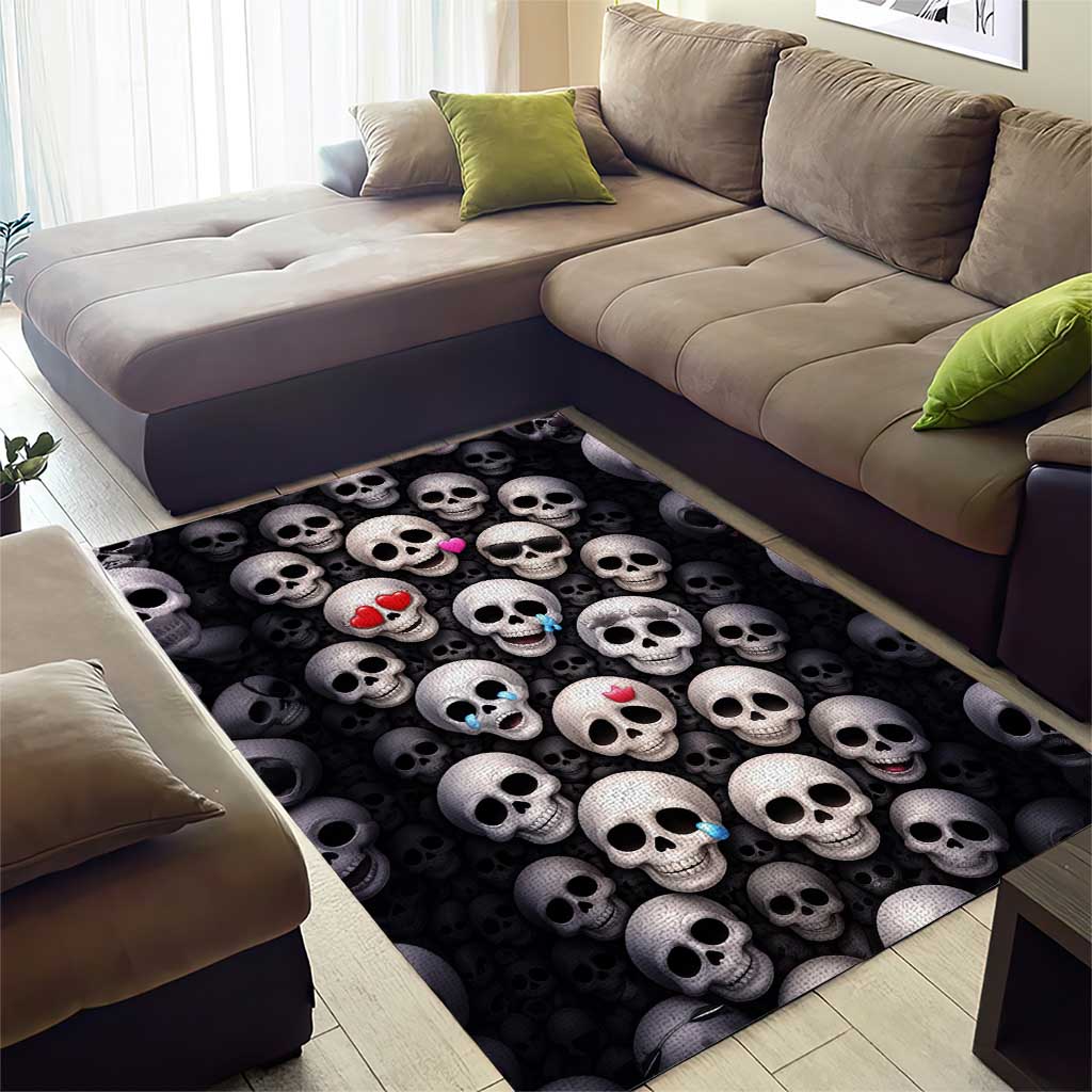 Emoji Skulls Area Rug Moodboard of the Dead