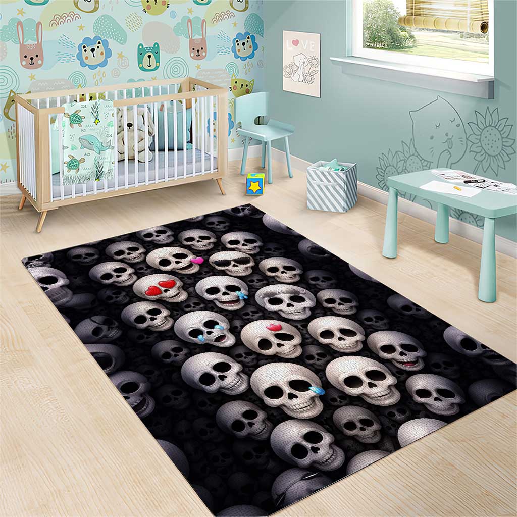 Emoji Skulls Area Rug Moodboard of the Dead