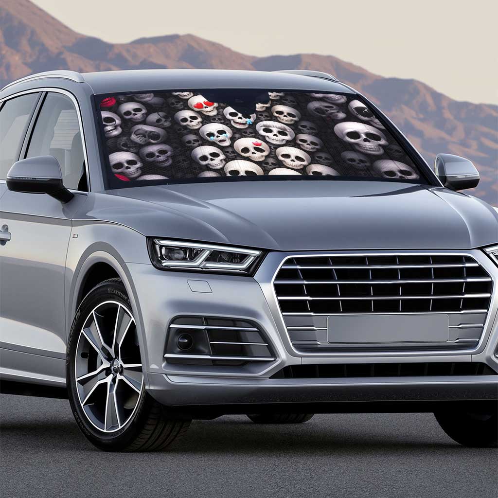 Emoji Skulls Auto Sun Shade Moodboard of the Dead