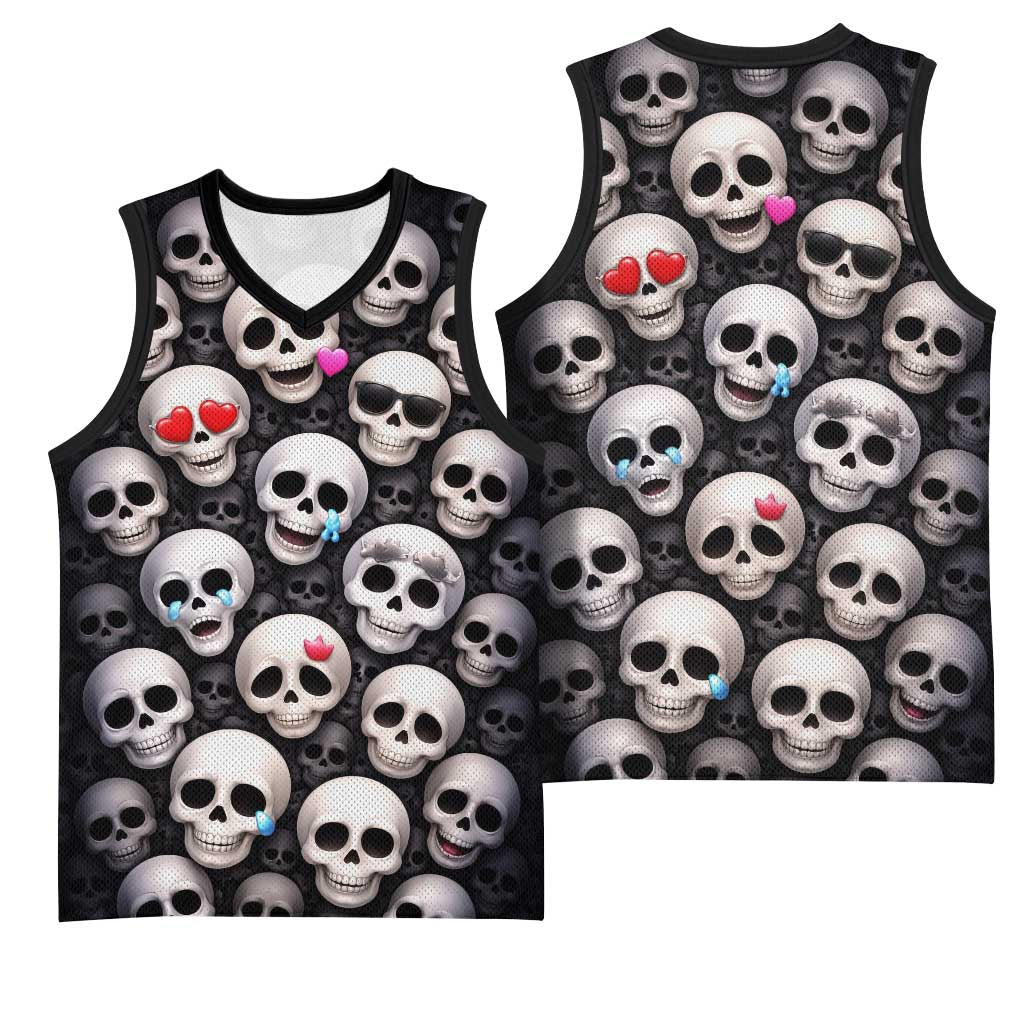 Emoji Skulls Basketball Jersey Moodboard of the Dead