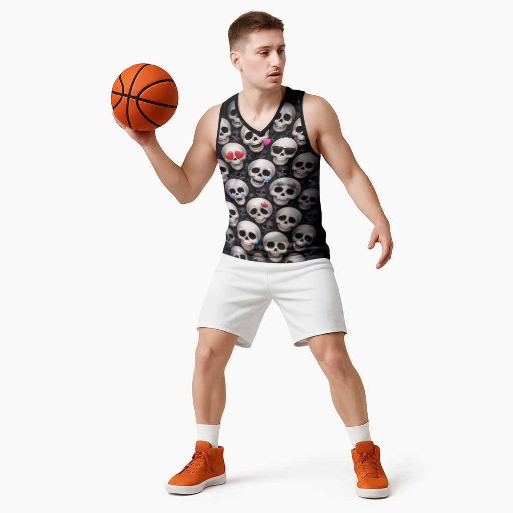 Emoji Skulls Basketball Jersey Moodboard of the Dead