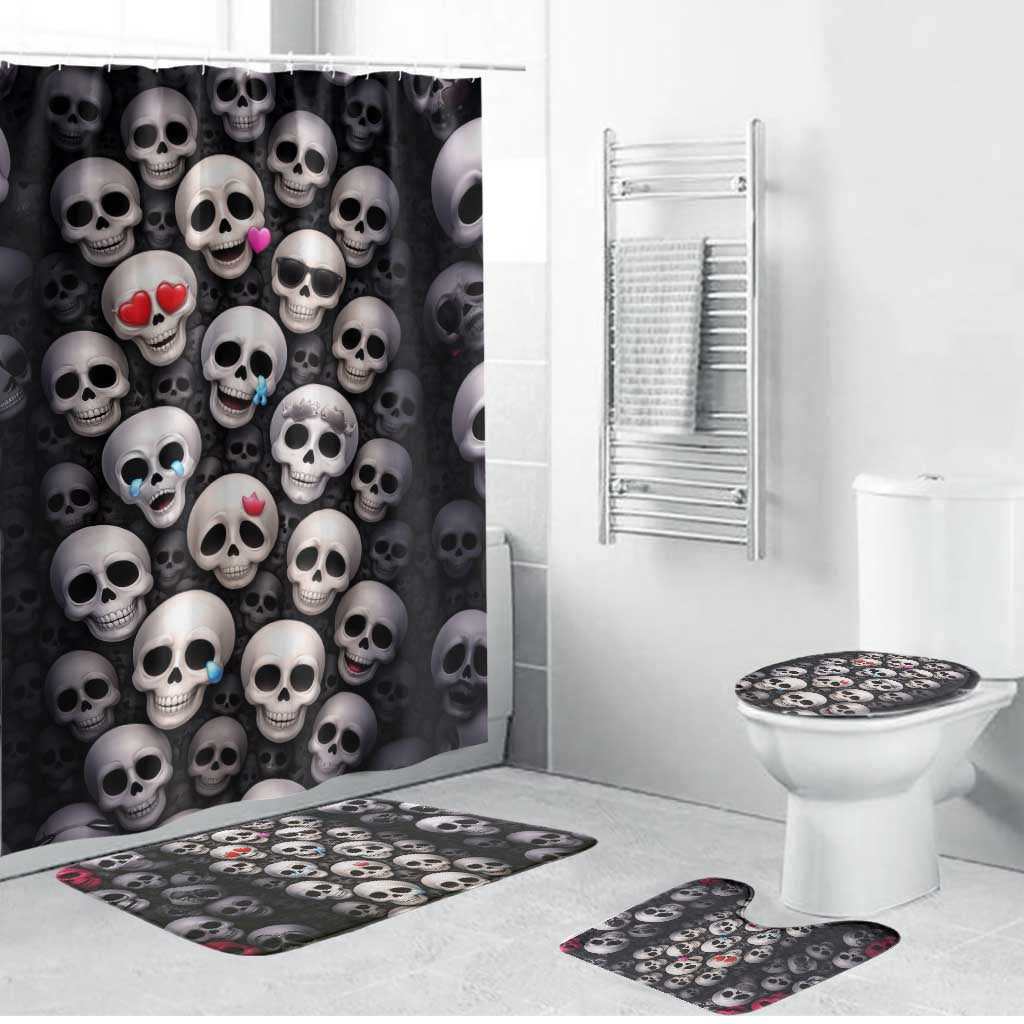 Emoji Skulls Bathroom Set Moodboard of the Dead