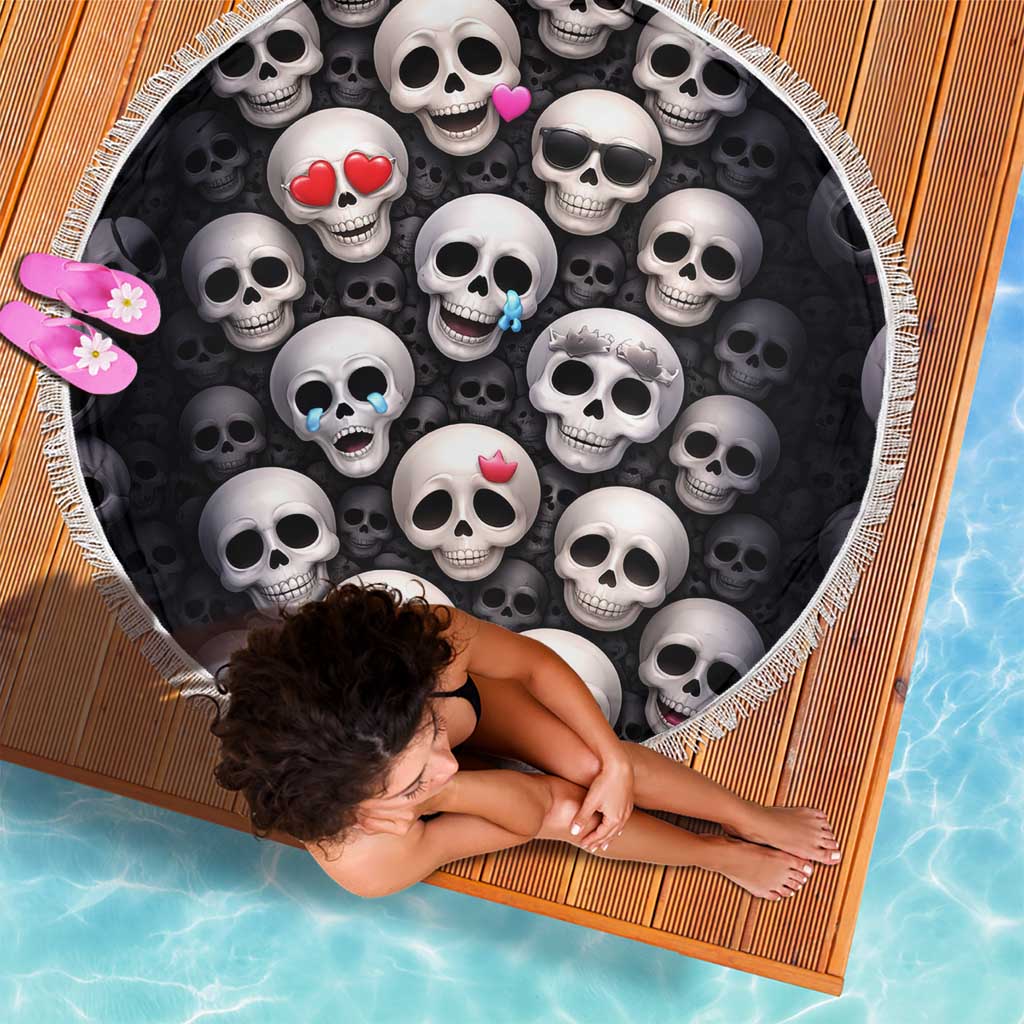 Emoji Skulls Beach Blanket Moodboard of the Dead