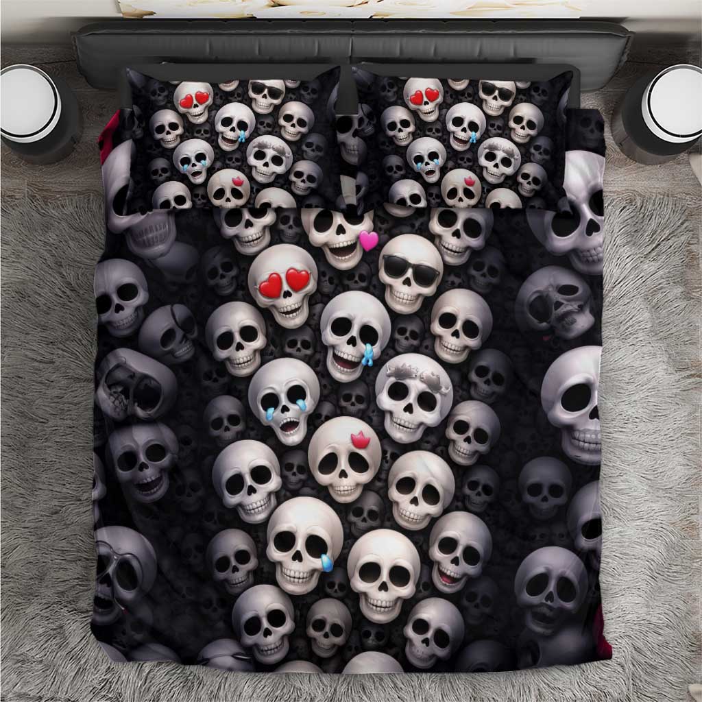 Emoji Skulls Bedding Set Moodboard of the Dead