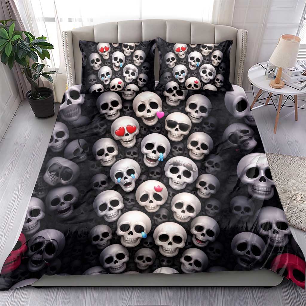 Emoji Skulls Bedding Set Moodboard of the Dead