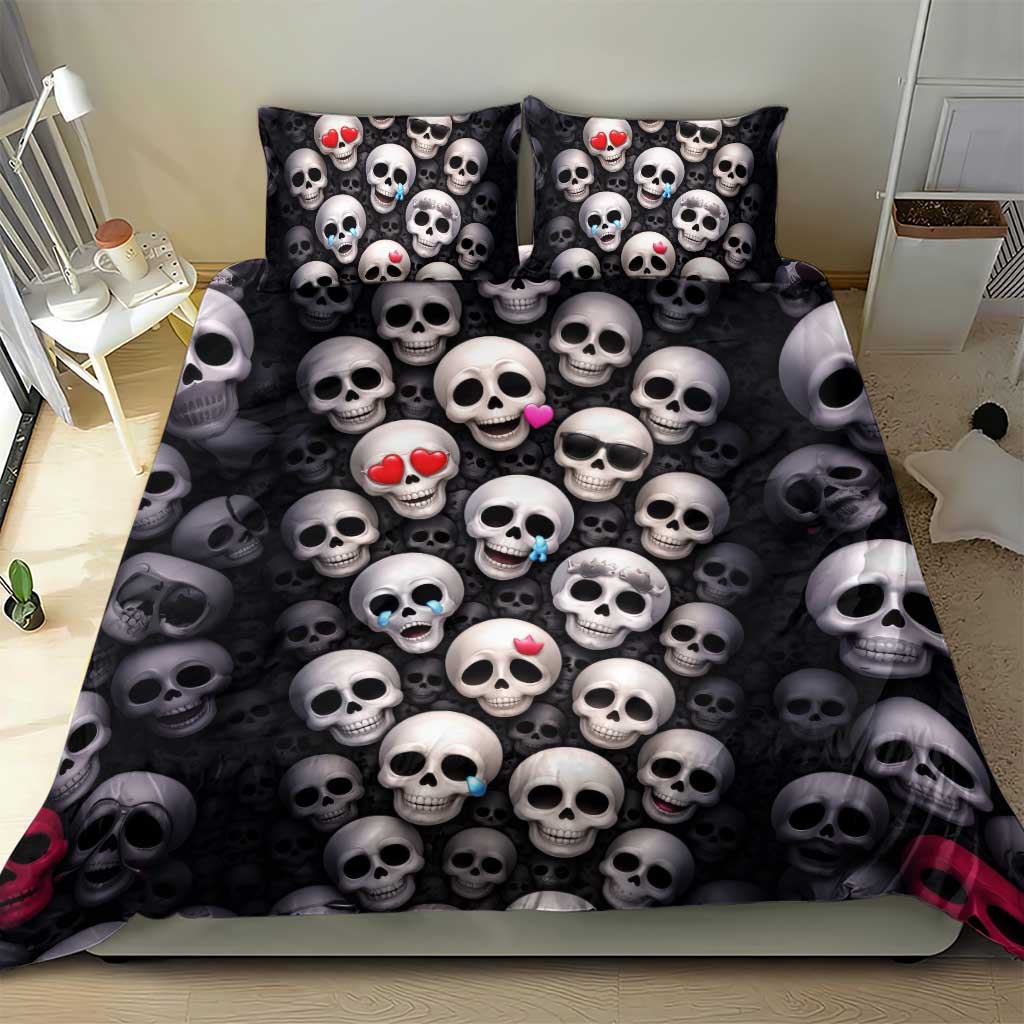 Emoji Skulls Bedding Set Moodboard of the Dead