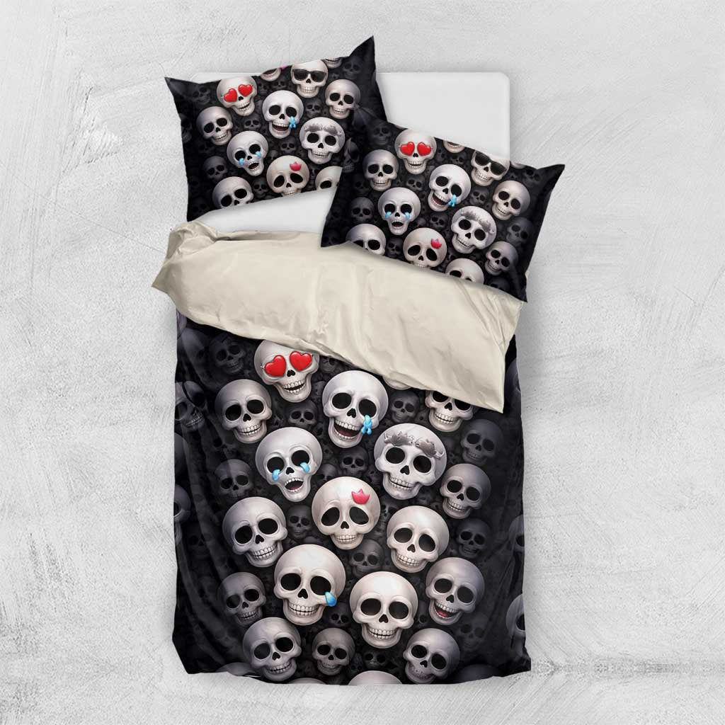Emoji Skulls Bedding Set Moodboard of the Dead
