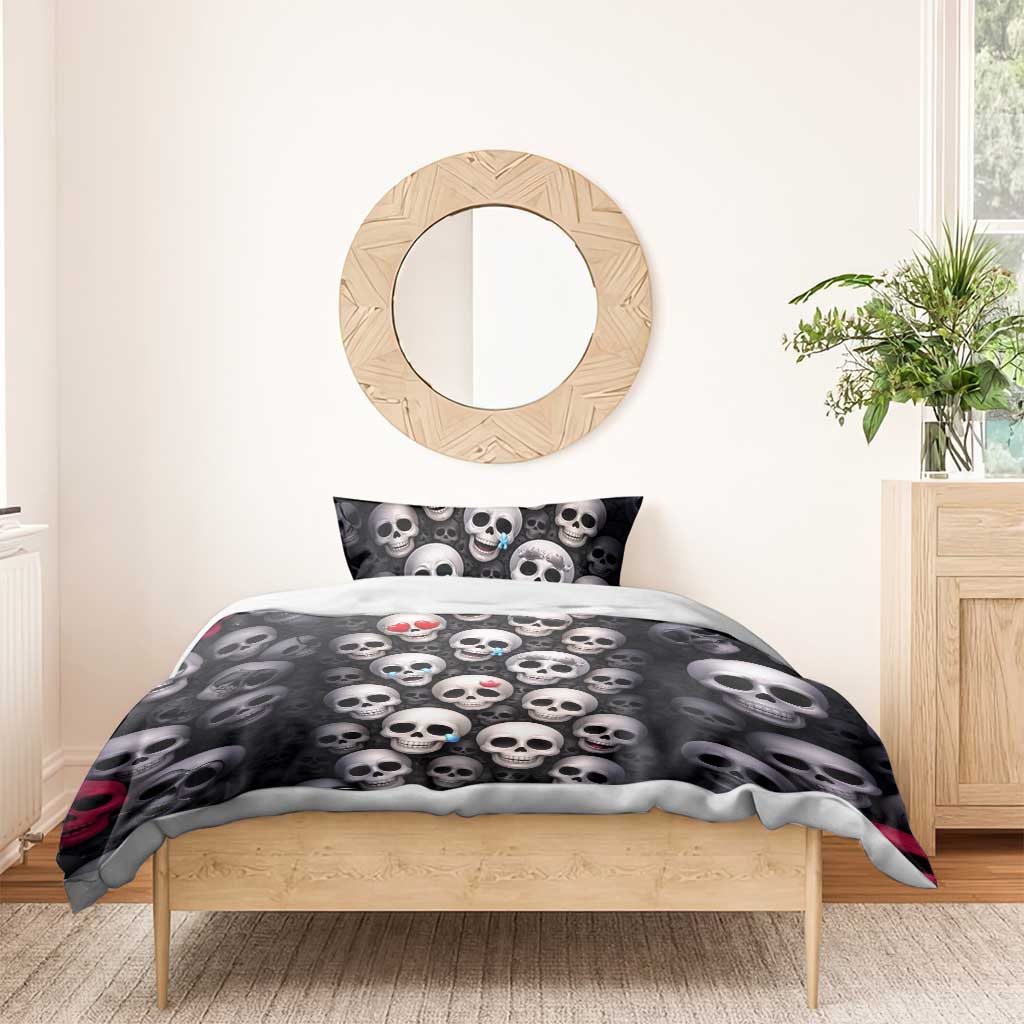 Emoji Skulls Bedding Set Moodboard of the Dead