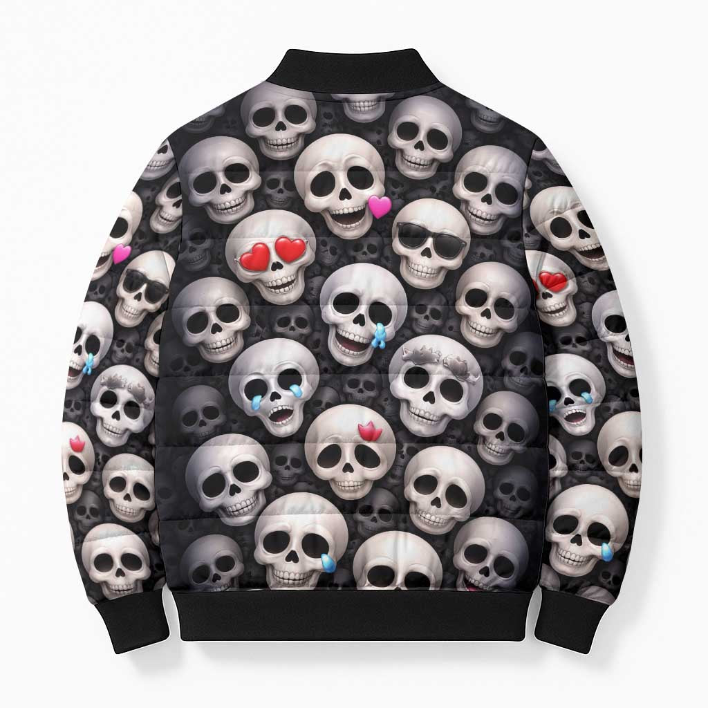 Emoji Skulls Bomber Puffer Jacket Moodboard of the Dead