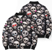 Emoji Skulls Bomber Puffer Jacket Moodboard of the Dead
