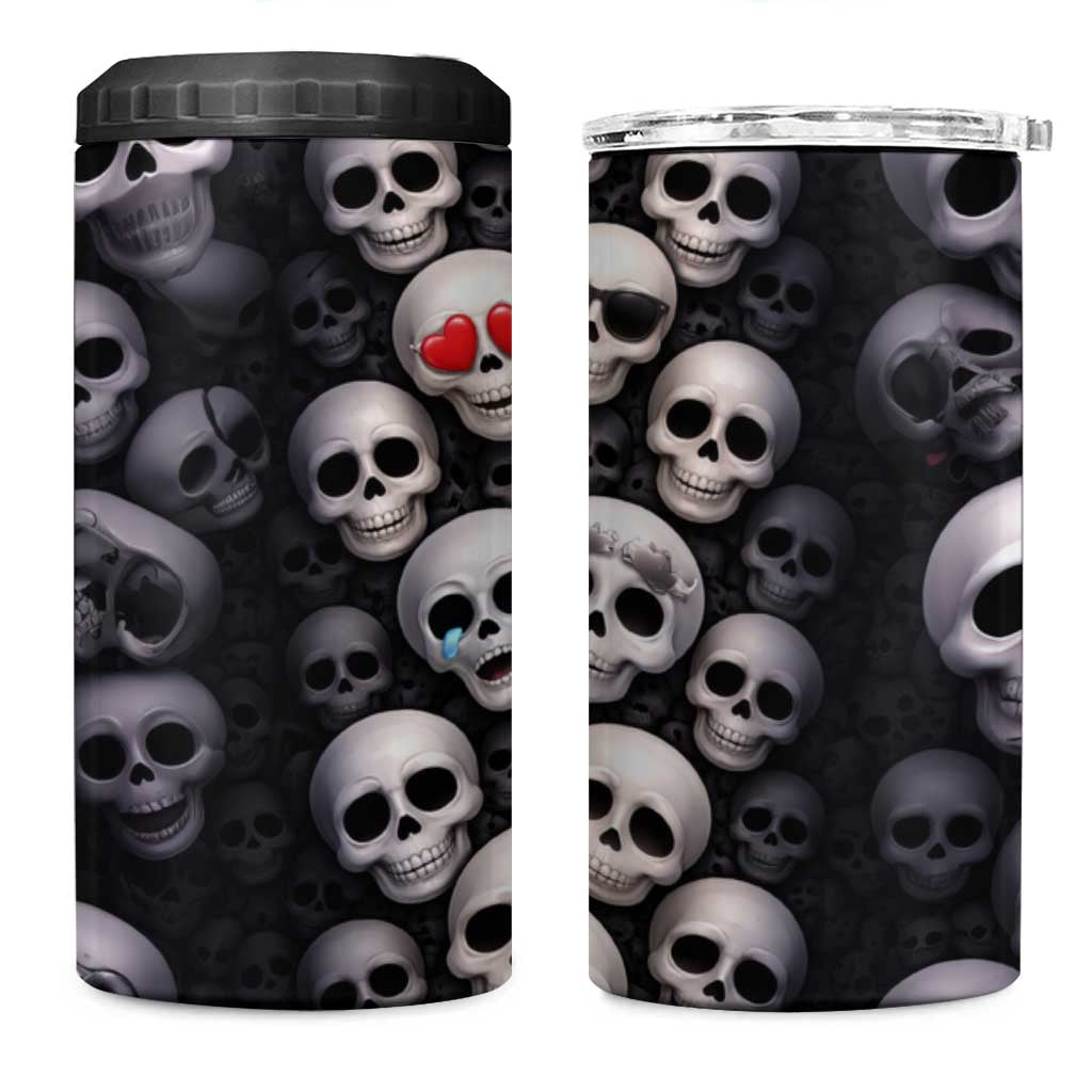 Emoji Skulls 4 in 1 Can Cooler Tumbler Moodboard of the Dead
