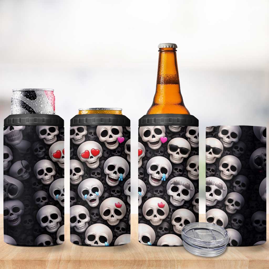 Emoji Skulls 4 in 1 Can Cooler Tumbler Moodboard of the Dead