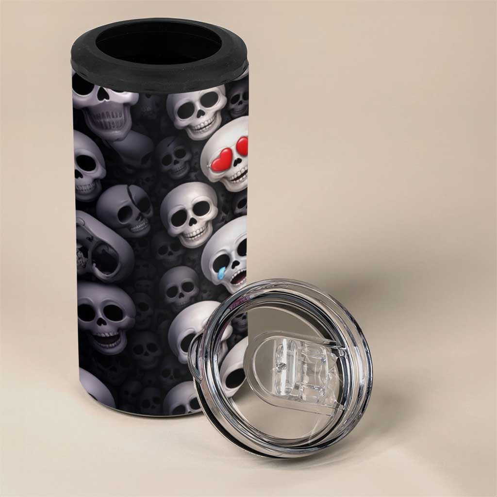 Emoji Skulls 4 in 1 Can Cooler Tumbler Moodboard of the Dead