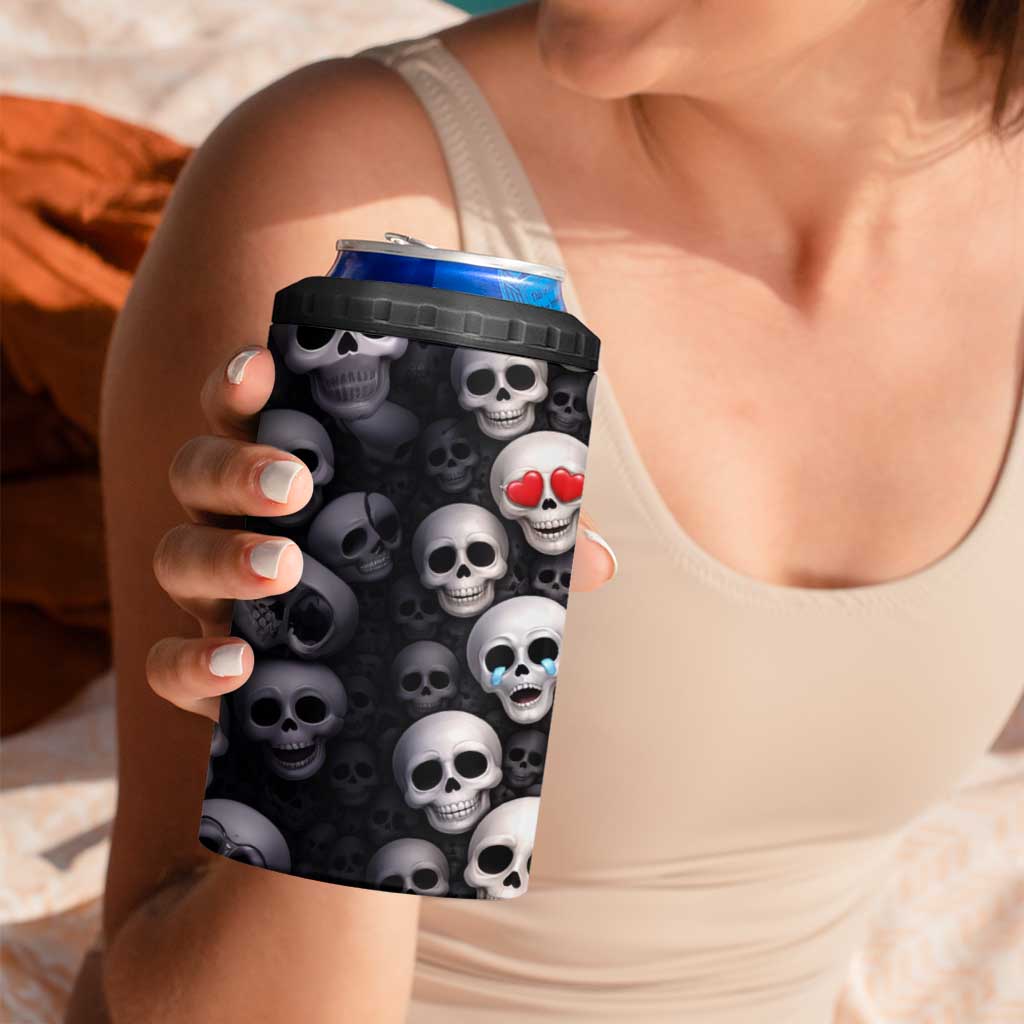 Emoji Skulls 4 in 1 Can Cooler Tumbler Moodboard of the Dead