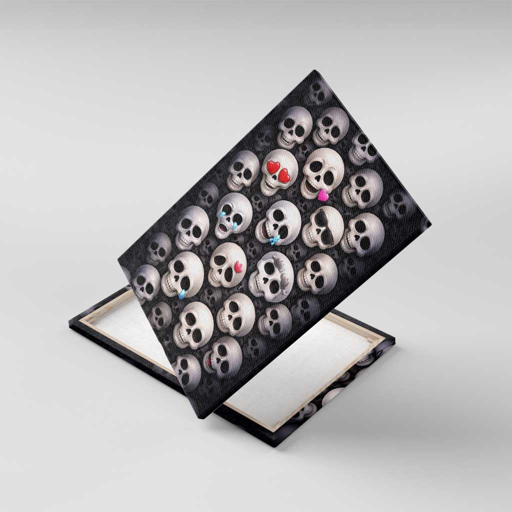 Emoji Skulls Canvas Wall Art Moodboard of the Dead