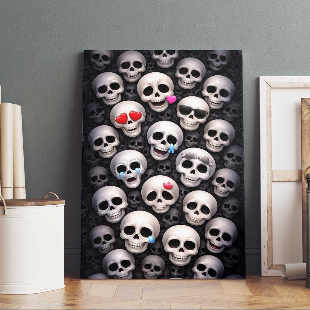 Emoji Skulls Canvas Wall Art Moodboard of the Dead