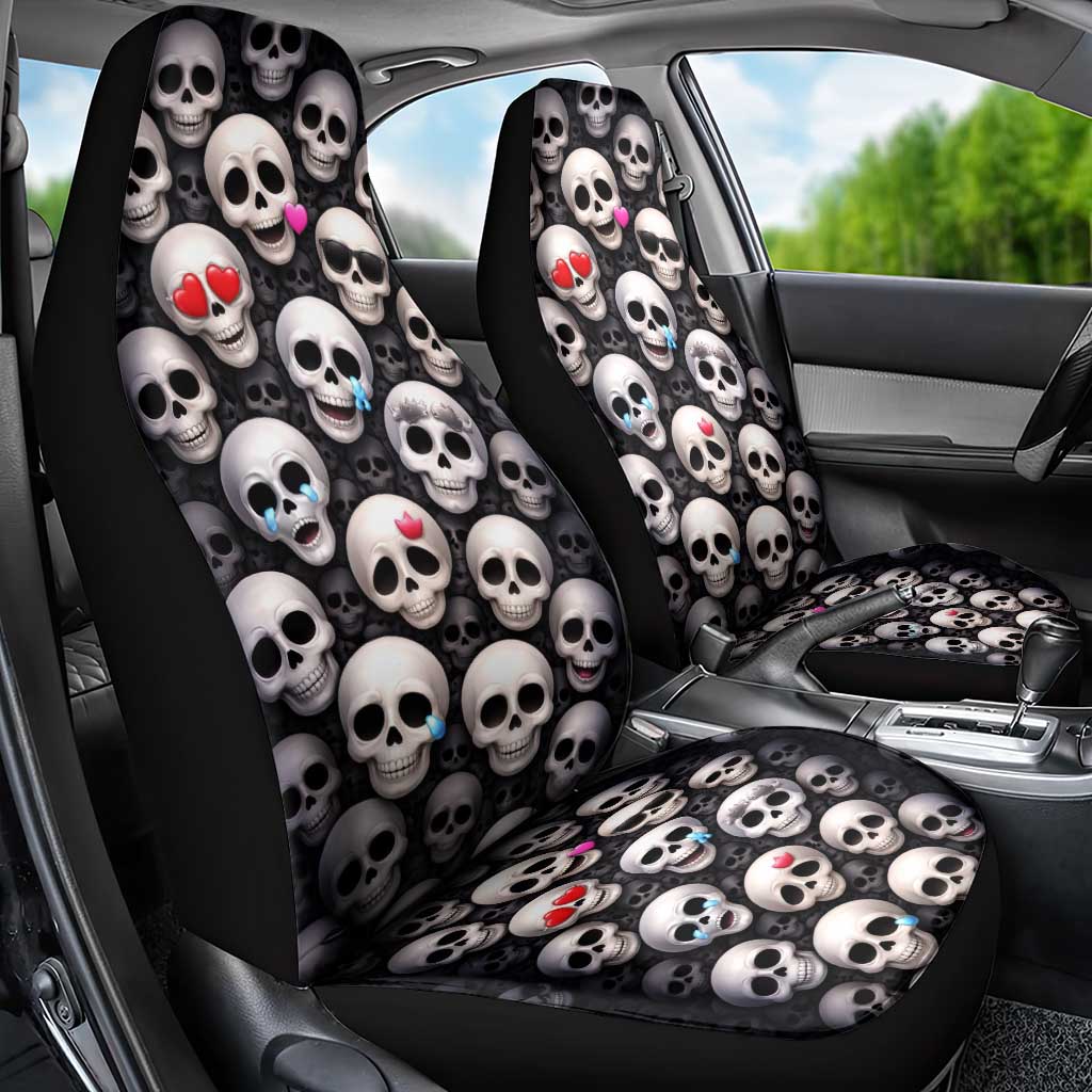 Emoji Skulls Car Seat Cover Moodboard of the Dead