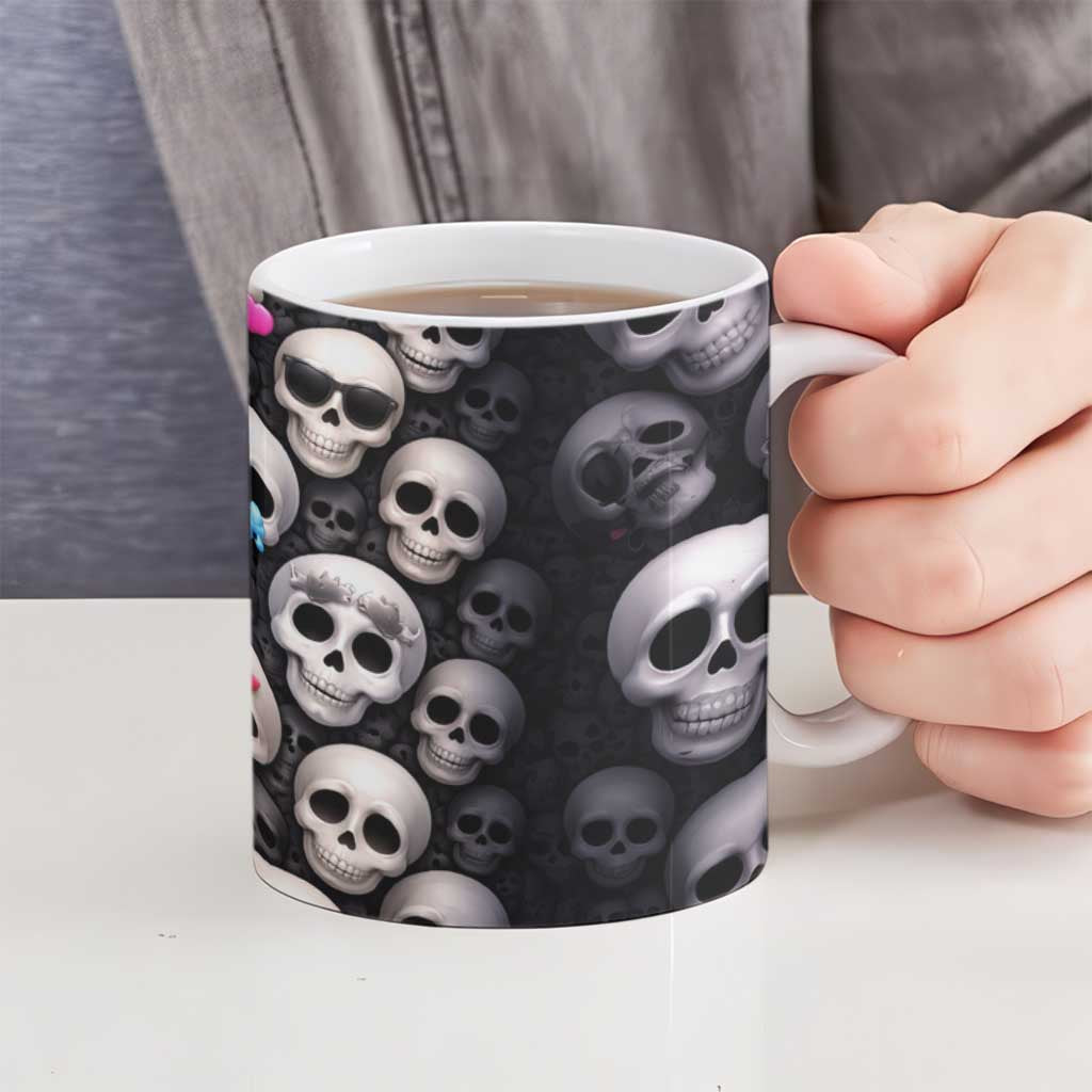 Emoji Skulls Ceramic Mug Moodboard of the Dead