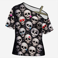 Emoji Skulls Cross Shoulder Shirt Moodboard of the Dead