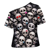 Emoji Skulls Cross Shoulder Shirt Moodboard of the Dead