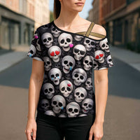 Emoji Skulls Cross Shoulder Shirt Moodboard of the Dead