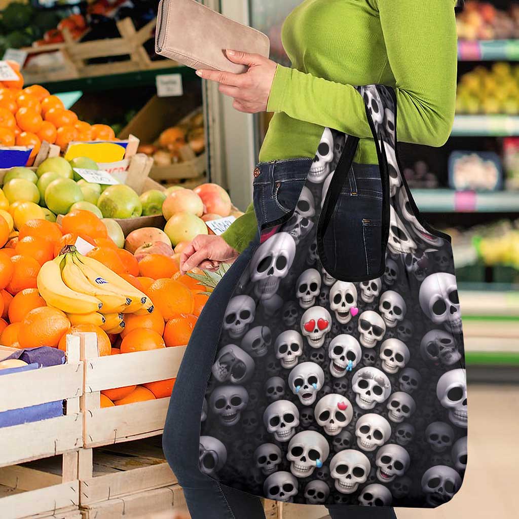 Emoji Skulls Grocery Bag Moodboard of the Dead