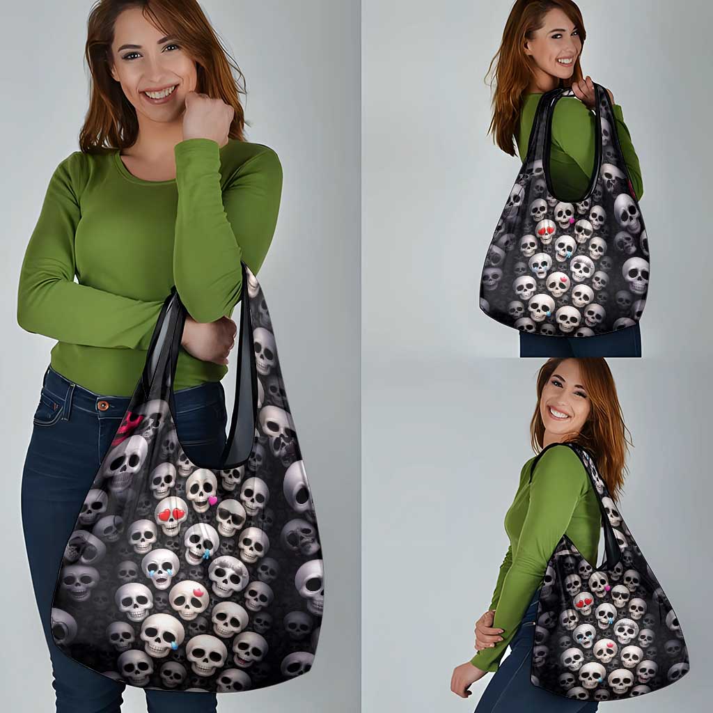 Emoji Skulls Grocery Bag Moodboard of the Dead