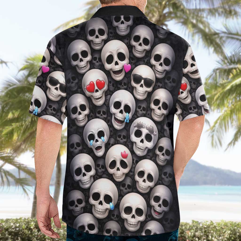 Emoji Skulls Hawaiian Shirt Moodboard of the Dead