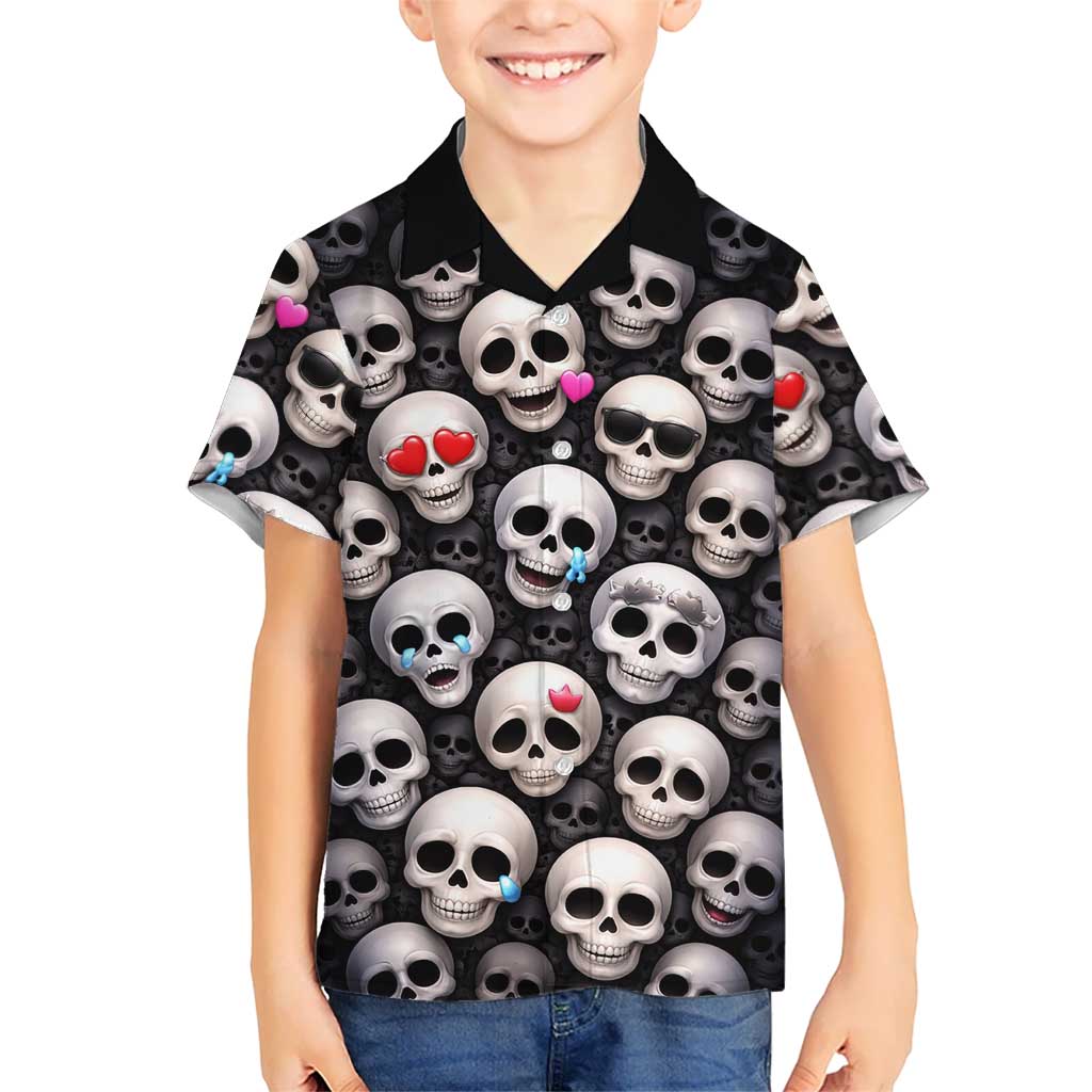 Emoji Skulls Hawaiian Shirt Moodboard of the Dead