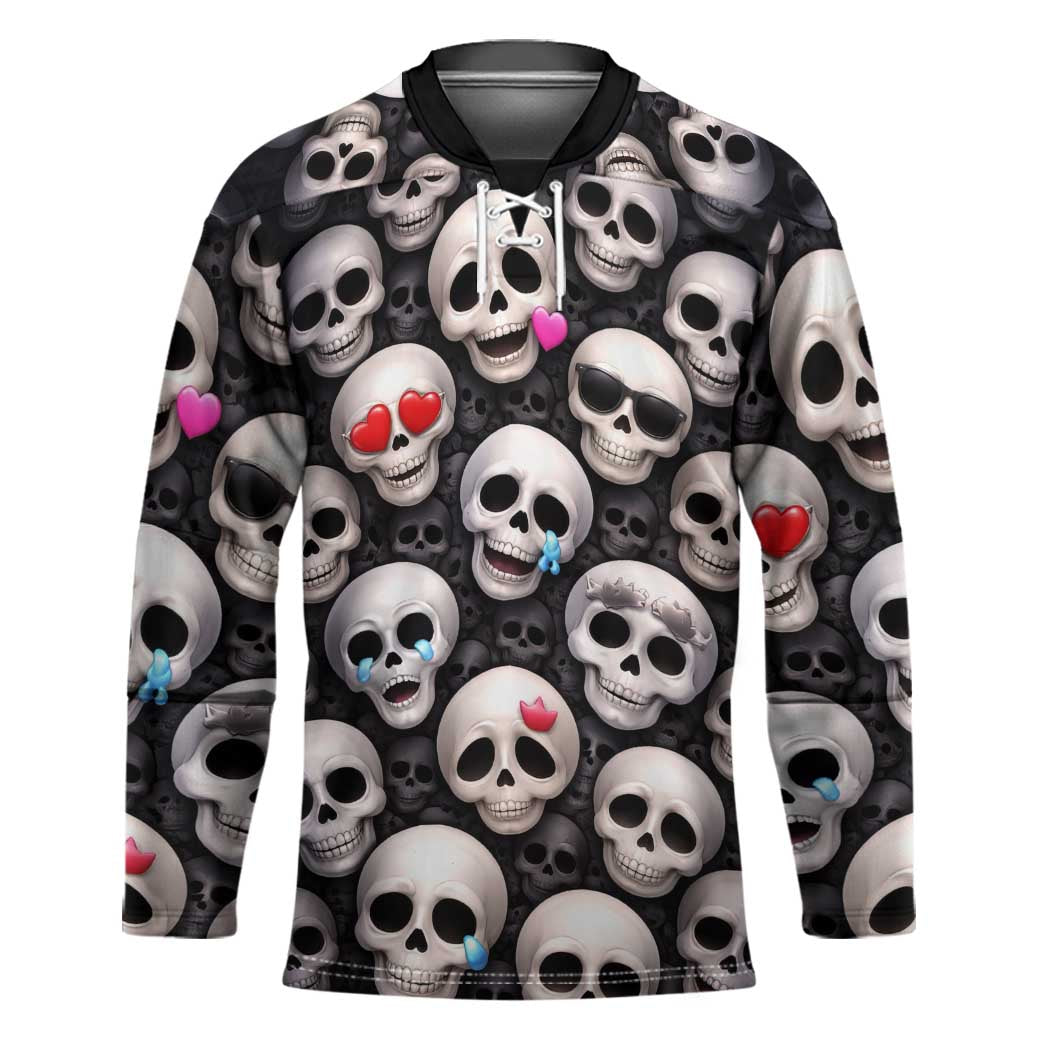 Emoji Skulls Hockey Jersey Moodboard of the Dead