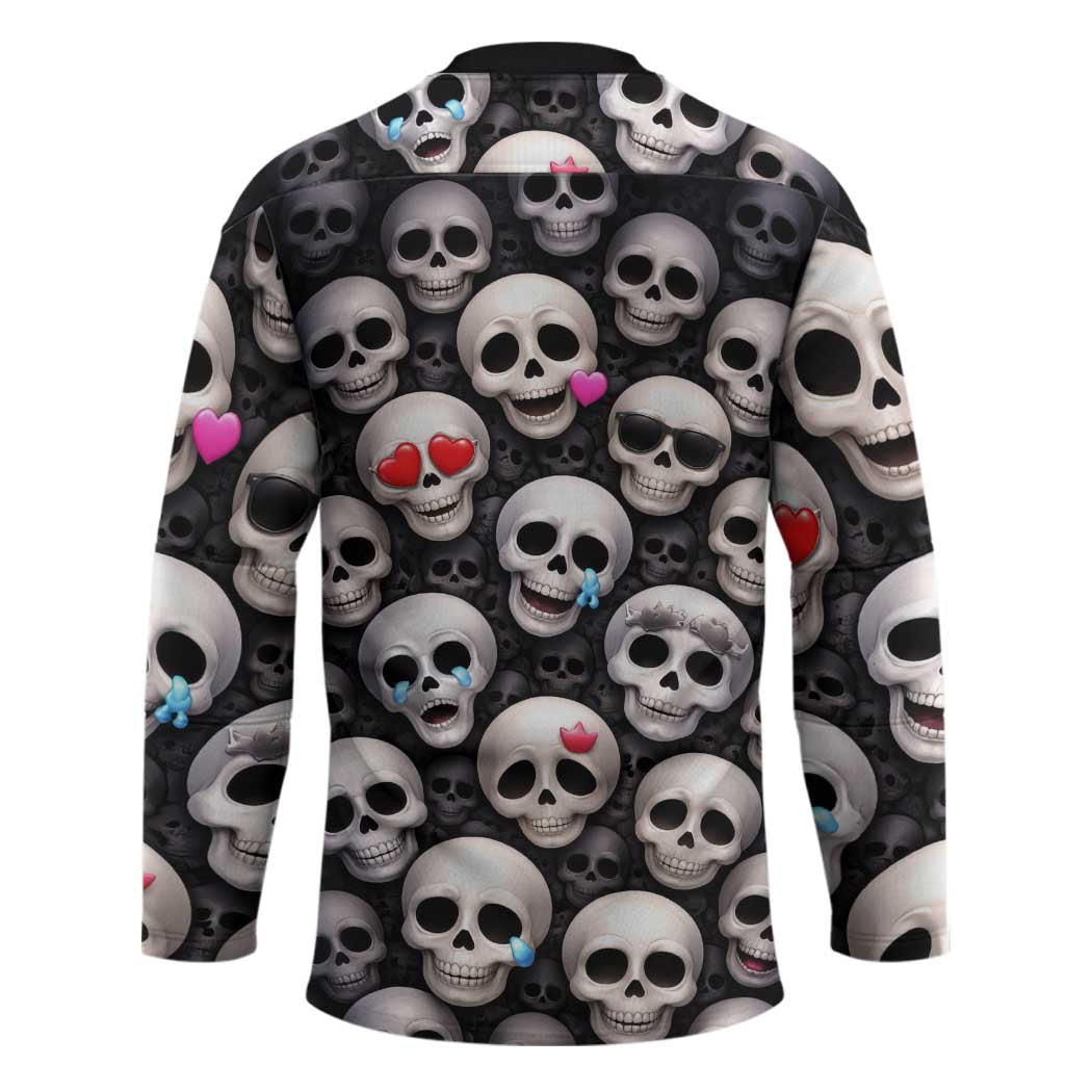 Emoji Skulls Hockey Jersey Moodboard of the Dead