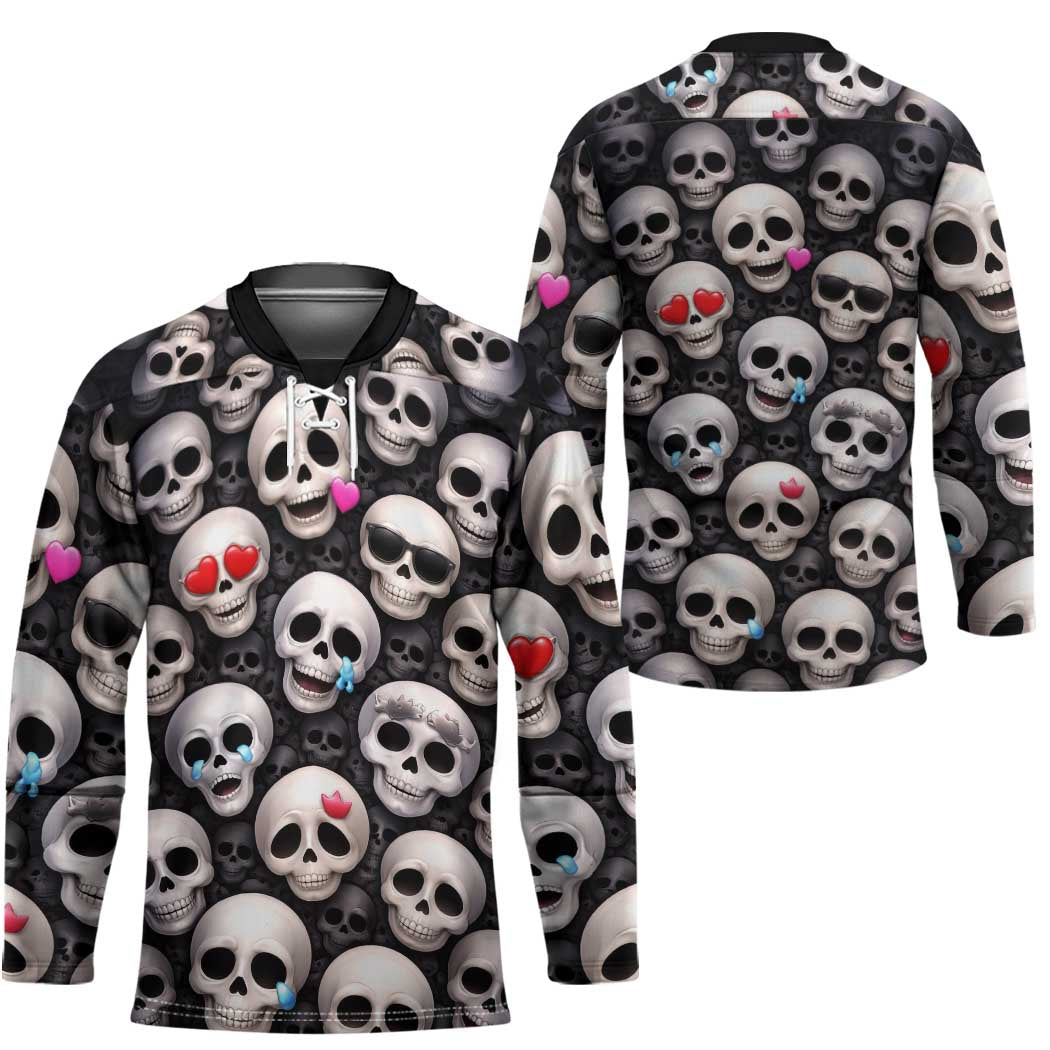 Emoji Skulls Hockey Jersey Moodboard of the Dead