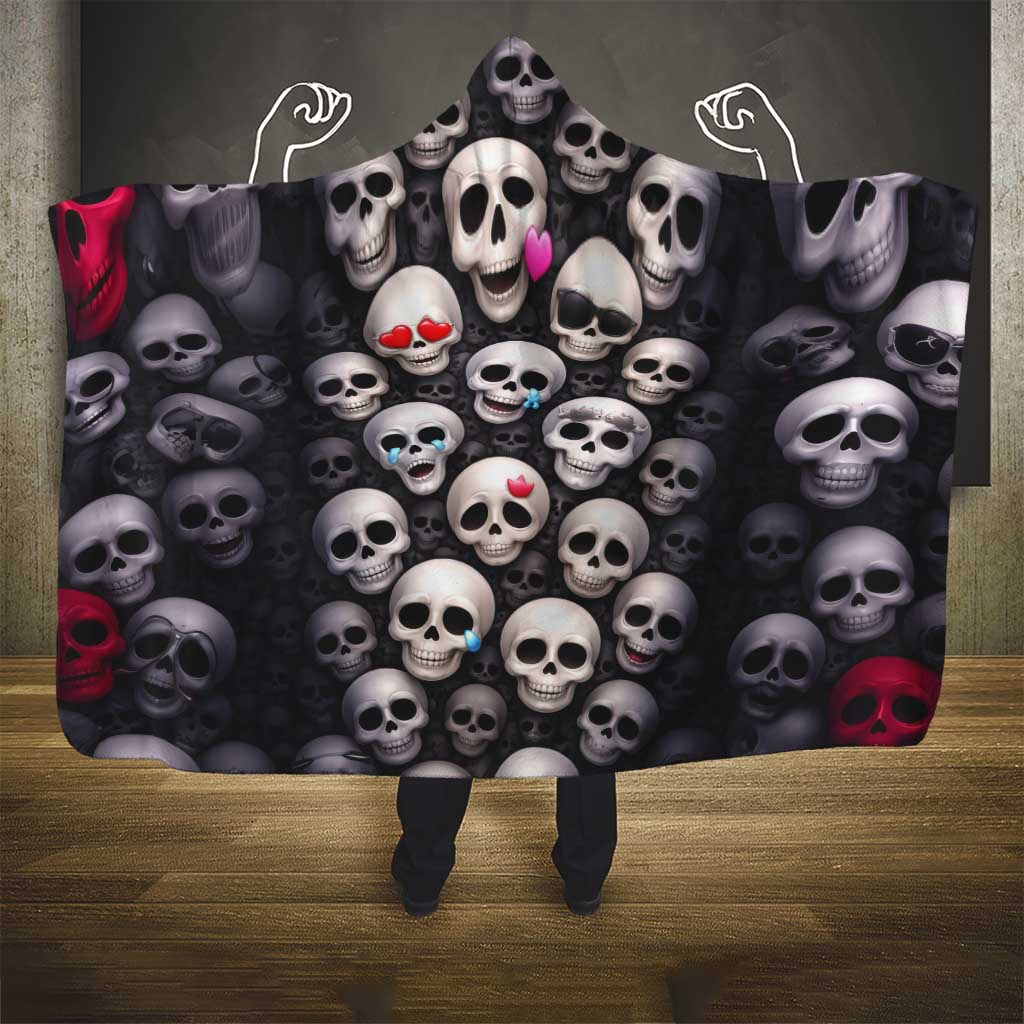 Emoji Skulls Hooded Blanket Moodboard of the Dead