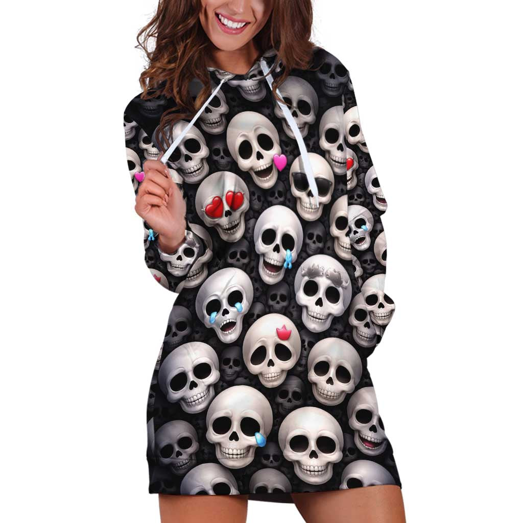 Emoji Skulls Hoodie Dress Moodboard of the Dead