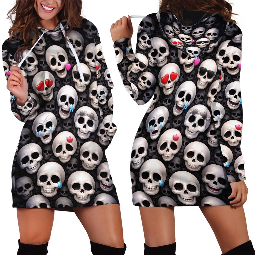 Emoji Skulls Hoodie Dress Moodboard of the Dead