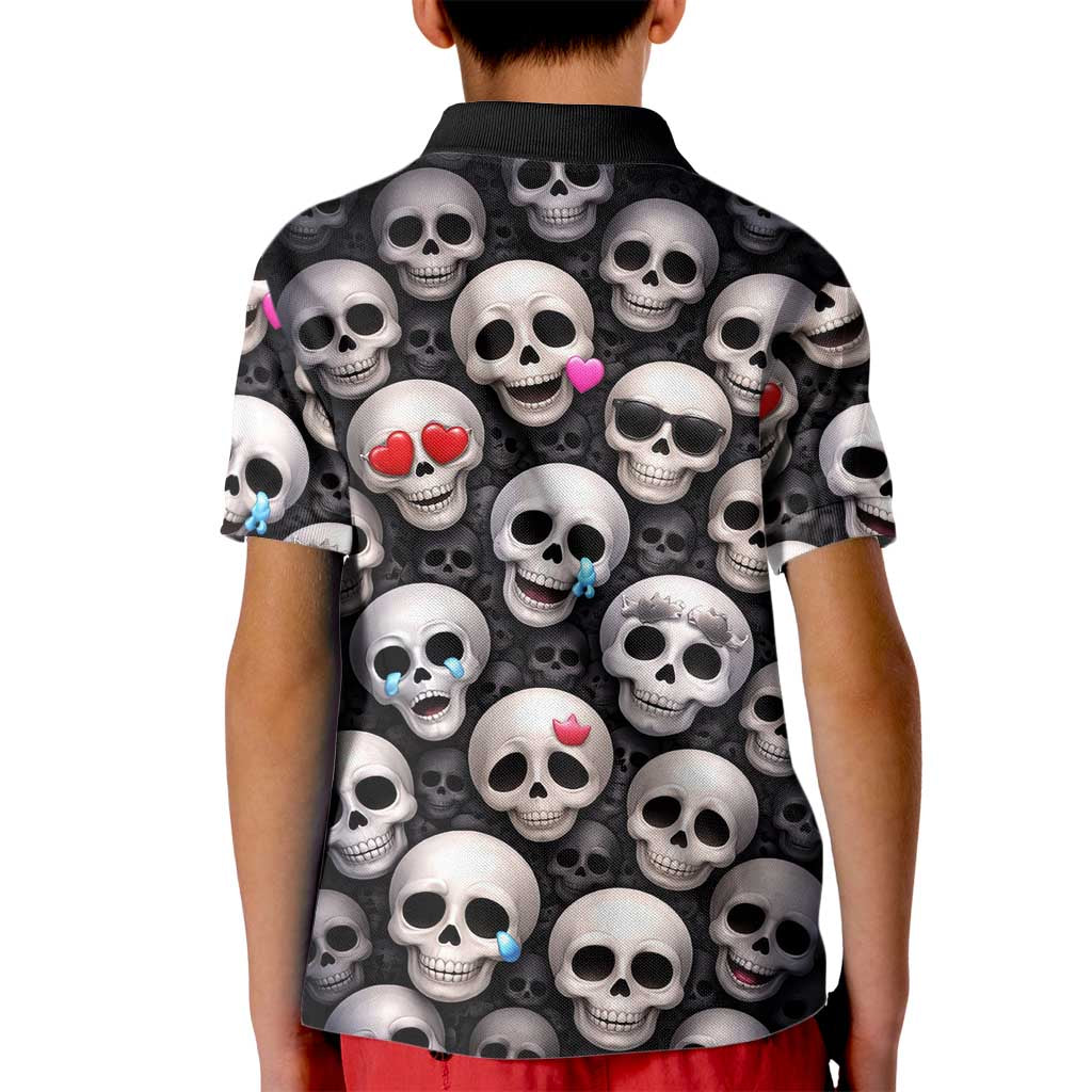 Emoji Skulls Kid Polo Shirt Moodboard of the Dead