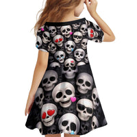 Emoji Skulls Kid Short Sleeve Dress Moodboard of the Dead