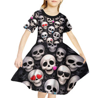 Emoji Skulls Kid Short Sleeve Dress Moodboard of the Dead