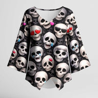 Emoji Skulls Kimono Sleeve Blouse Moodboard of the Dead